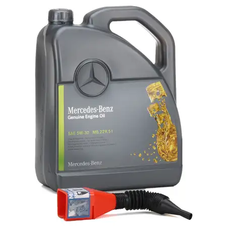 5 Liter ORIGINAL Mercedes-Benz &Ouml;L Motor&ouml;l 5W30 MB 229.51 000989940213 + Trichter