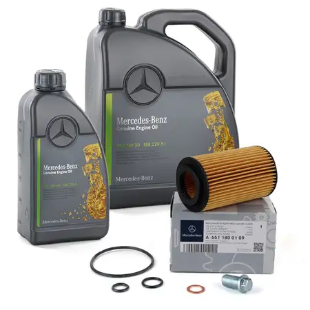 6 Liter ORIGINAL Mercedes-Benz &Ouml;L Motor&ouml;l 5W30 MB 229.51 + &Ouml;lfilter 6511800109