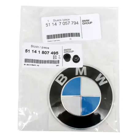 ORIGINAL BMW Emblem Logo Motorhaube Heckklappe &Oslash; 82 mm 51147057794 + T&uuml;lle