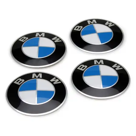 4x ORIGINAL BMW Radkappe Aufkleber Emblem &Oslash; 64,5mm 3er 5er 6er 7er Z3 36131181080