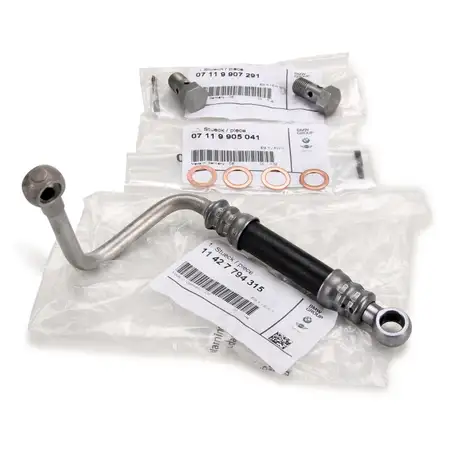 ORIGINAL BMW &Ouml;lleitung Turbolader + Dichtung + Hohlschraube Satz 3er E90 - E93 5er E60 E61