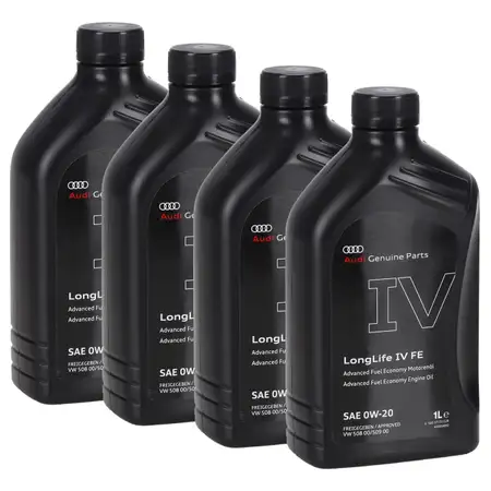 4L 4 Liter ORIGINAL AUDI Motor&ouml;l &Ouml;l Longlife 4 FE SAE 0W-20 508.00 509.00 GS60577D2