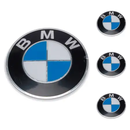 4x ORIGINAL BMW Emblem Logo Felgenaufkleber Kappe &Oslash; 64,5mm 1er 3er 5er X1 X5 36136767550