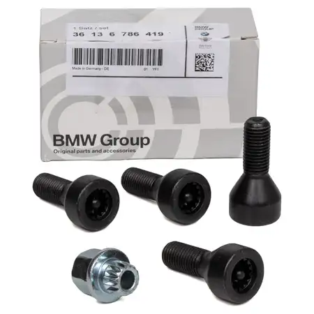 ORIGINAL BMW Radsicherungsschrauben Felgenschl&ouml;sser Set M12x1,5mm 36136786419