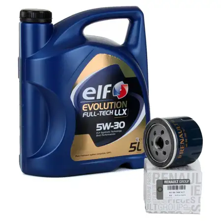 elf Evolution Full-Tech LLX 5W-30 Motor&ouml;l 5 Liter + ORIGINAL &Ouml;lfilter 8200768927