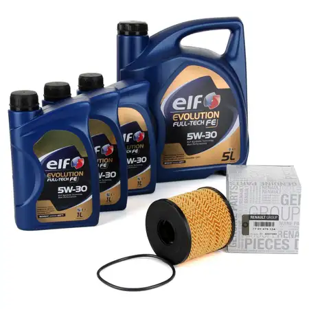 8L elf Evolution Full-Tech FE 5W-30 Motor&ouml;l ORIGINAL Renault &Ouml;lfilter 7701479124