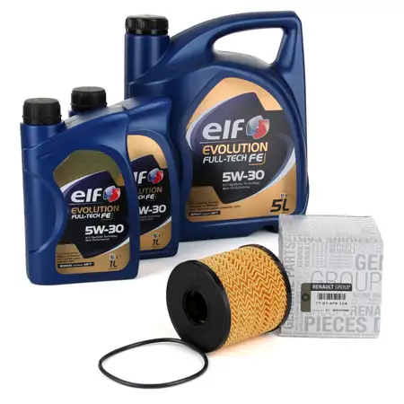 7L elf Evolution Full-Tech FE 5W-30 Motor&ouml;l ORIGINAL Renault &Ouml;lfilter 7701479124