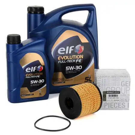 6L elf Evolution Full-Tech FE 5W-30 Motor&ouml;l ORIGINAL Renault &Ouml;lfilter 7701479124