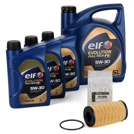 8L elf Evolution Full-Tech FE 5W-30 Motor&ouml;l ORIGINAL Renault &Ouml;lfilter 8200362442