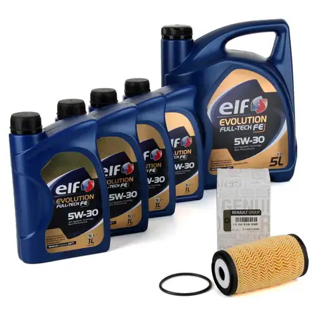 9L elf Evolution Full-Tech FE 5W-30 Motor&ouml;l ORIGINAL Renault &Ouml;lfilter 152093920R