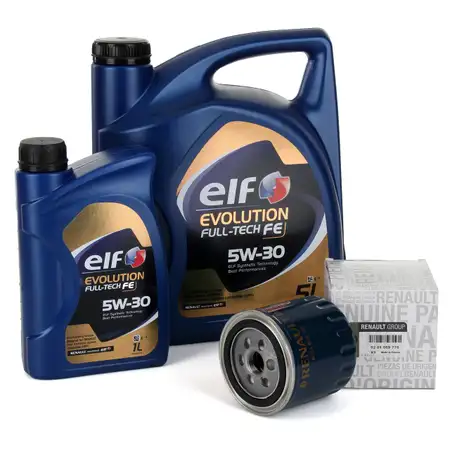 6L elf Evolution Full-Tech FE 5W-30 Motor&ouml;l ORIGINAL Renault &Ouml;lfilter 8201059775