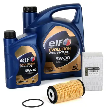 6L elf Evolution Full-Tech FE 5W-30 Motor&ouml;l ORIGINAL Renault &Ouml;lfilter 152093920R