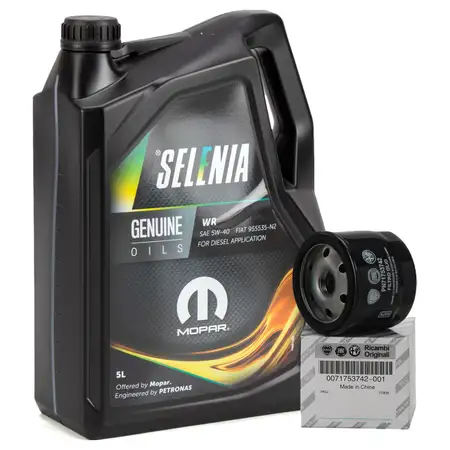 5L SELENIA Motor&ouml;l &Ouml;l WR WIDE RANGE 5W40 5W-40 + ORIGINAL Fiat &Ouml;lfilter 71753742