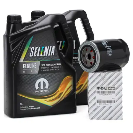 10L PETRONAS SELENIA Motor&ouml;l WR PURE ENERGY 5W30 + ORIGINAL Fiat &Ouml;lfilter 6000633315