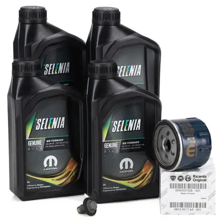 4L SELENIA 0W-30 WR FORWARD Motor&ouml;l + ORIGINAL FIAT &Ouml;lfilter 500X 334 Tipo 356 357 1.0