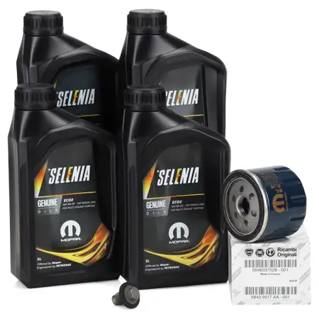 4L PETRONAS SELENIA 0W-20 ECO2 Motor&ouml;l + ORIGINAL FIAT &Ouml;lfilter 500X 334 Tipo 356 357 1.0