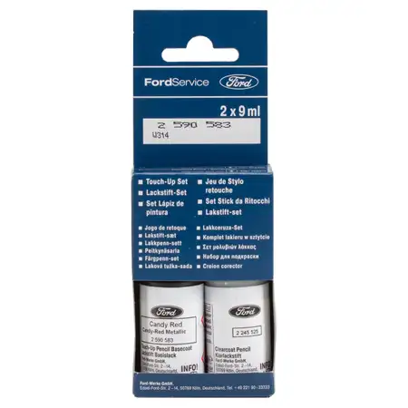 ORIGINAL Ford Lackstift Set Candy Rot Metallic BRRE + Klarlack 2x 9ml 2590583