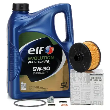 5L elf 5W30 Motor&ouml;l + ORIGINAL Renault &Ouml;lfilter Clio 4 Megane 3 Twingo 3 0.9/1.2 TCe