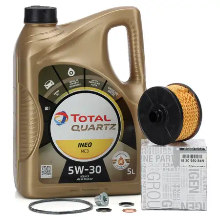 5L TOTAL 5W30 Motor&ouml;l + ORIGINAL Renault &Ouml;lfilter Clio 4 Megane 3 Twingo 3 0.9/1.2 TCe