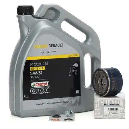 5L CASTROL Motor&ouml;l GTX RN-SPEC 5W30 RN720 + ORIGINAL Renault &Ouml;lfilter 8200768913