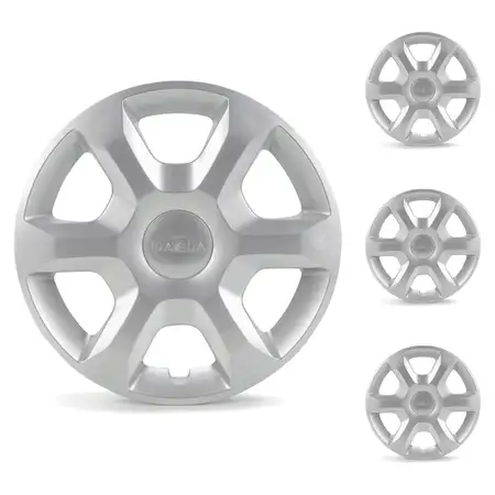 4x ORIGINAL Dacia Radkappe Radblende 15&quot; Silber Dokker Sandero 2 Logan MCV 2 8200756961