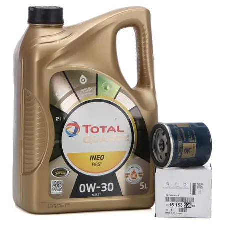 TOTAL QUARTZ INEO FIRST 0W-30 5 L + ORIGINAL Citroen Peugeot &Ouml;lfilter 1616399880