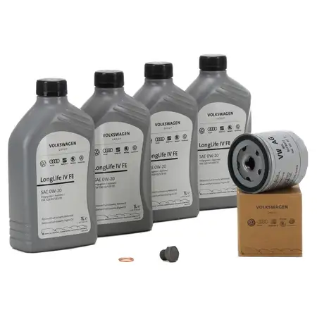 4L 4Liter ORIGINAL VW Audi Motor&ouml;l &Ouml;l 0W-20 LONGLIFE IV FE + &Ouml;lfilter 04E115561H