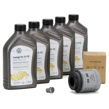 5L ORIGINAL VW Motor&ouml;l 0W30 LONGLIFE III FE 504.00 507.00 + &Ouml;lfilter 03C115561H