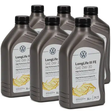 6 Liter ORIGINAL VW Motor&ouml;l &Ouml;l 0W-30 LONGLIFE III FE 504.00 507.00 GS55545C2