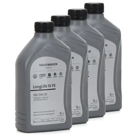 4L 4 Liter ORIGINAL VW Motor&ouml;l &Ouml;l 0W-20 LONGLIFE IV FE 508.00 509.00 GS60577M2