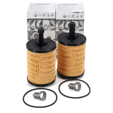 2x ORIGINAL VW &Ouml;lfilter + Schraube Golf 4 5 6 Passat Polo Sharan Touran T4 T5 1.2-2.5 TDI