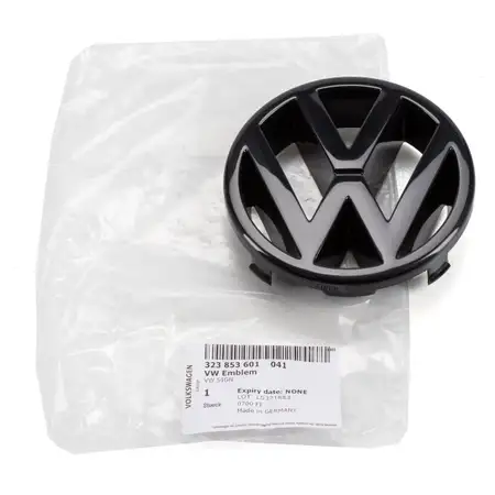 ORIGINAL VW Emblem Logo Symbol K&uuml;hlergrill Schwarz &Oslash; 10cm Golf 2 3 T4 Vento 323853601 041