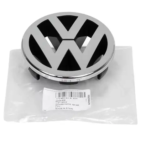 ORIGINAL VW Emblem K&uuml;hlergrill Chrom &Oslash; 12,6cm Golf 5 Caddy 3 Touran Polo 9N 1T0853601A FDY