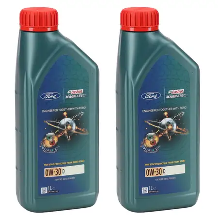 2L 2 Liter ORIGINAL Ford CASTROL MAGNATEC 0W-30 D Motor&ouml;l &Ouml;l WSS-M2C950-A 15F60B