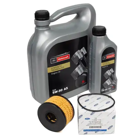 6L 6 Liter ORIGINAL Ford MOTORCRAFT A5 Motor&ouml;l &Ouml;l 5W30 + &Ouml;lfilter Mondeo 3 2.0/2.2 TDCi