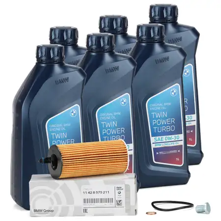 6L 6 Liter ORIGINAL BMW Motor&ouml;l &Ouml;l 0W30 Twin Power Turbo + &Ouml;lfilter 11428575211