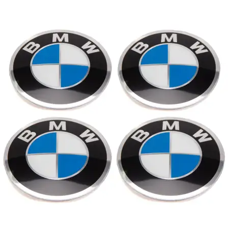 4x ORIGINAL BMW Nabendeckel Aufkleber Emblem &Oslash; 45mm 3er E21 E30 36131181082