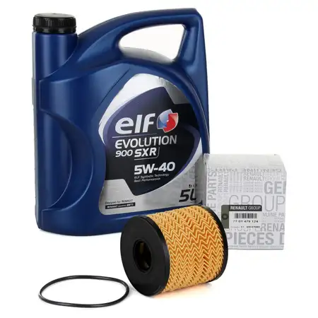 5L elf Evolution 900 SXR 5W-40 Motor&ouml;l + ORIGINAL Renault &Ouml;lfilter 7701479124