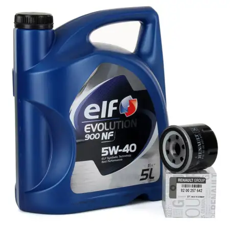 5L elf Evolution 900 NF 5W-40 Motor&ouml;l + ORIGINAL Renault &Ouml;lfilter 8200257642