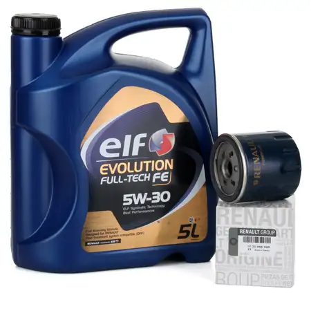 elf Evolution 5W-30 Motor&ouml;l 5 Liter + ORIGINAL Renault &Ouml;lfilter 152089599R