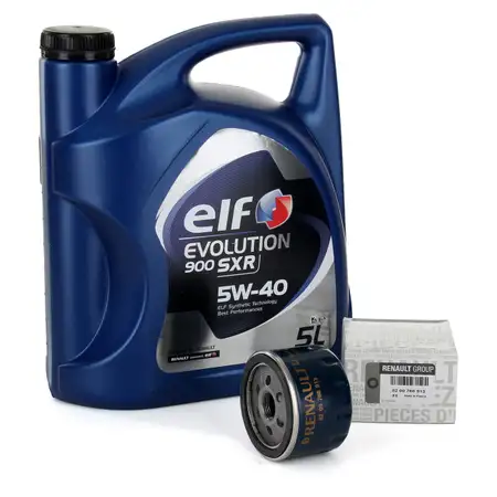 5L elf Evolution 900 SXR 5W-40 Motor&ouml;l + ORIGINAL Renault &Ouml;lfilter 8200768913