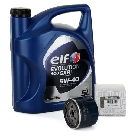 5L elf Evolution 900 SXR 5W-40 Motor&ouml;l + ORIGINAL Renault &Ouml;lfilter 8200768927