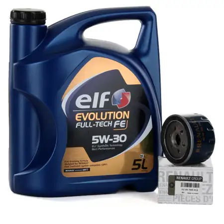 5L elf Evolution Full-Tech FE 5W30 Motor&ouml;l ORIGINAL Renault &Ouml;lfilter 8200768913