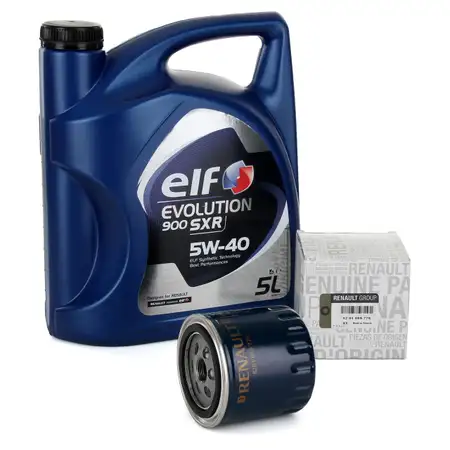 5L elf Evolution 900 SXR 5W-40 Motor&ouml;l + ORIGINAL Renault &Ouml;lfilter 8201059775