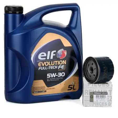 5L elf Evolution Full-Tech FE 5W30 Motor&ouml;l ORIGINAL Renault &Ouml;lfilter 8200768927