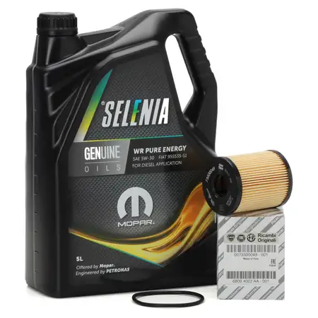 5L PETRONAS SELENIA Motor&ouml;l WR PURE ENERGY 5W30 + ORIGINAL Fiat &Ouml;lfilter 73500049