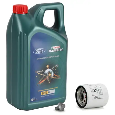 5L ORIGINAL Ford CASTROL 5W30 A5 + &Ouml;lfilter 2468342 Schraube 1.0/2.0 EcoBoost 1.8 2.0 2.3