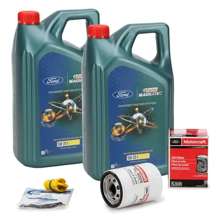 10L ORIGINAL Ford CASTROL Motor&ouml;l &Ouml;l E 5W20 + &Ouml;lfilter + Schraube Mustang V8 450/460 PS