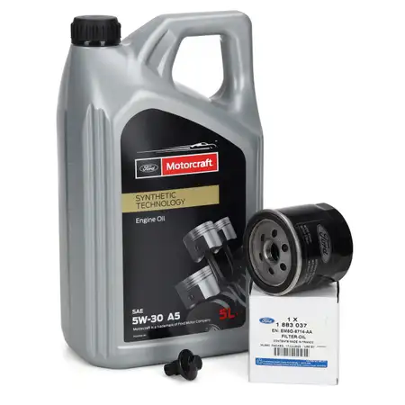 5L ORIGINAL Ford MOTORCRAFT 5W-30 A5 Motor&ouml;l + &Ouml;lfilter Fiesta Focus Mondeo S-Max 1.25-1.6