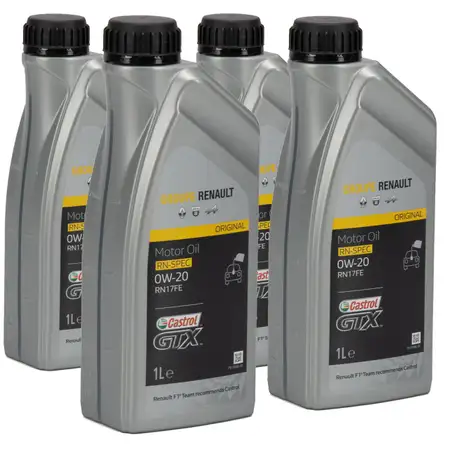 4 Liter ORIGINAL Renault Motor&ouml;l &Ouml;l CASTROL GTX RN-SPEC 0W20 RN17FE 7711943672